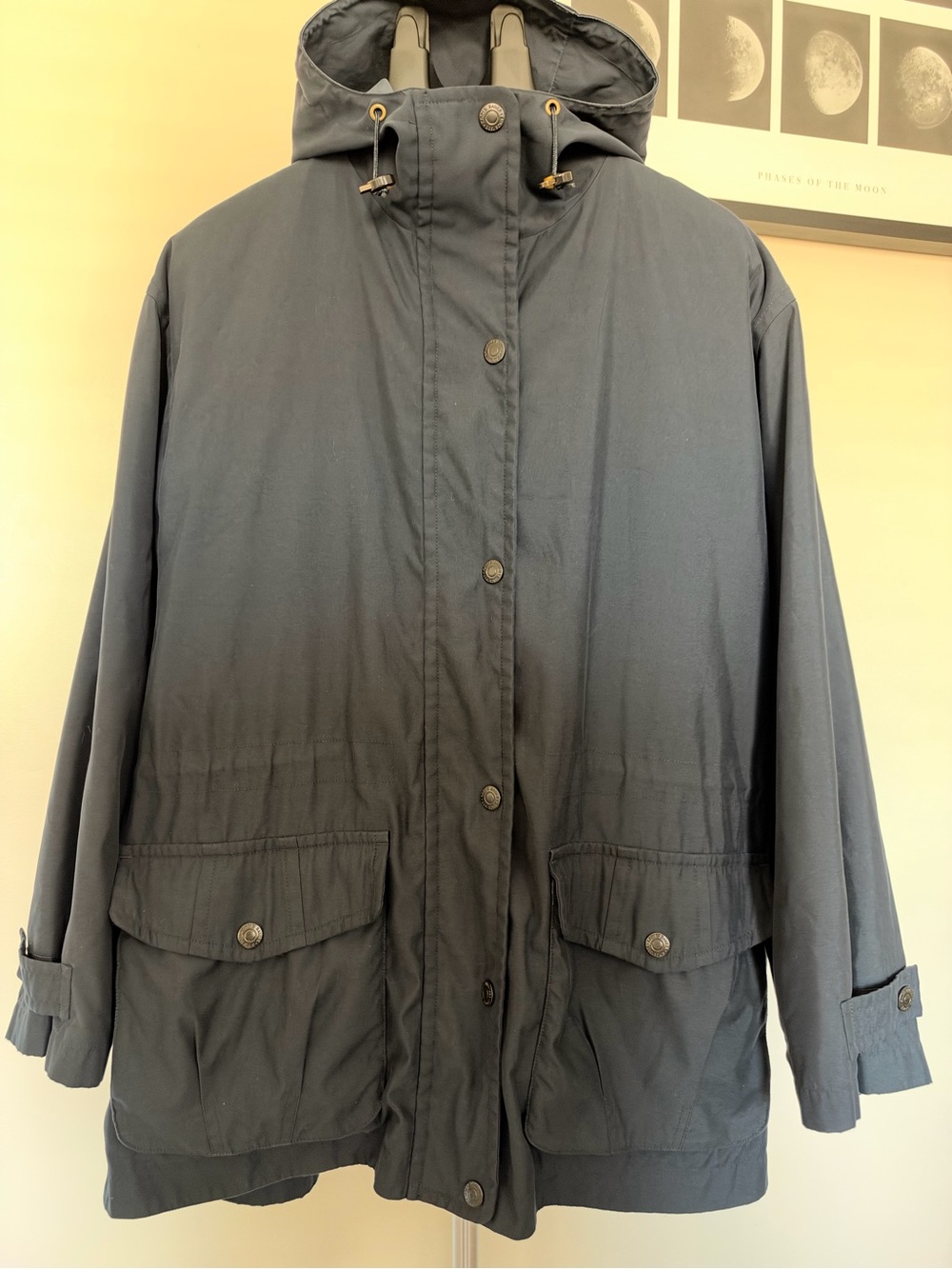 Eddie Bauer Vintage Navy Hooded Utility Jacket L